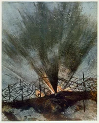 Explodierende Granate, aus British Artists at the Front, Fortsetzung der Westfront, 1918